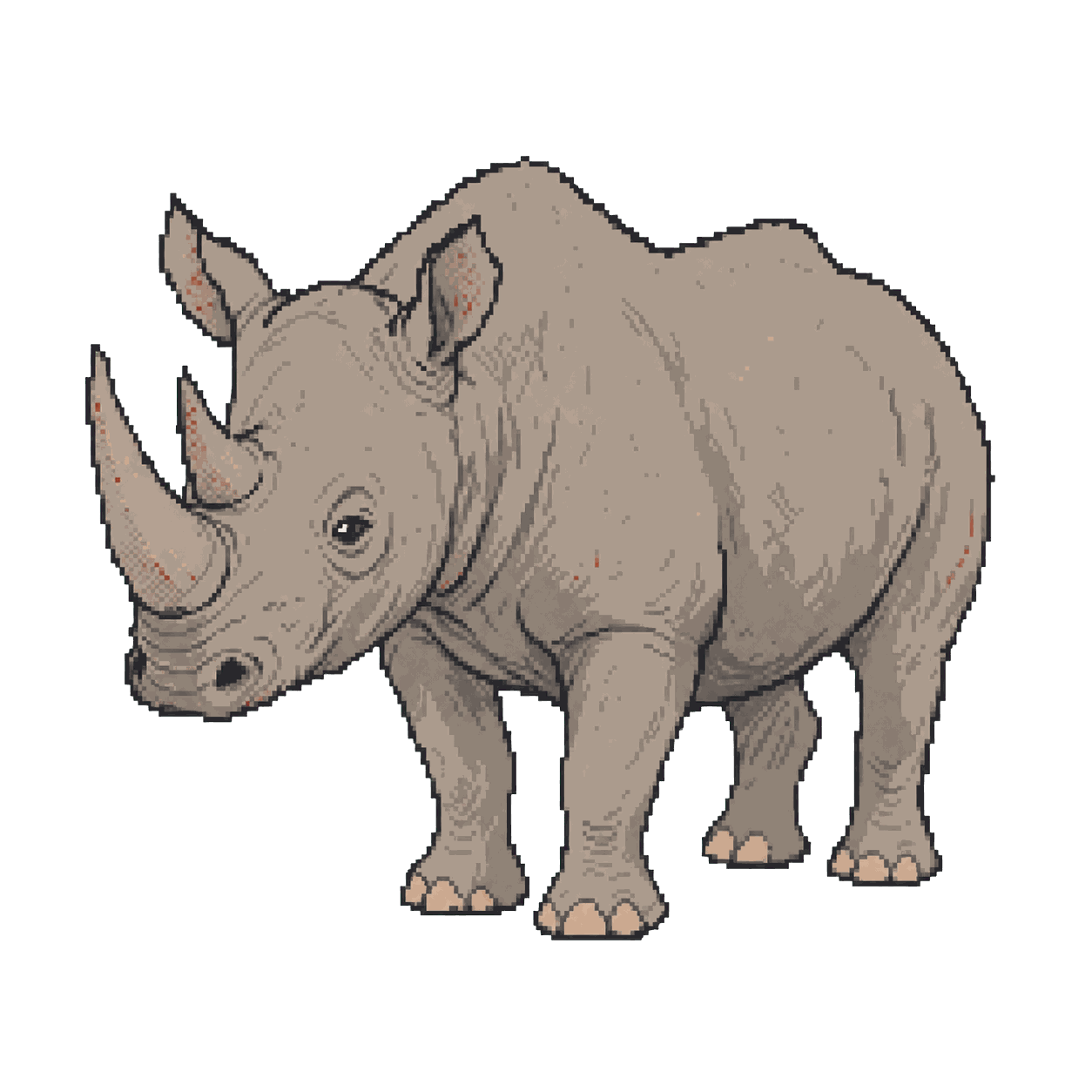 Archive illustration of The Tsavo relocation rhinos, Eastern black rhinoceros.