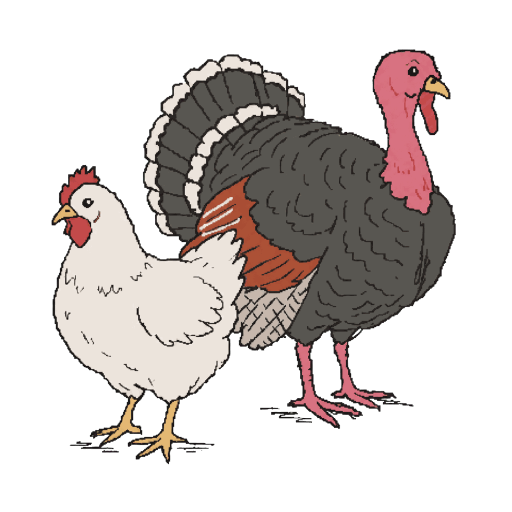 Archive illustration of U.S. 2014–2015 avian influenza poultry, Domestic chickens and turkeys.